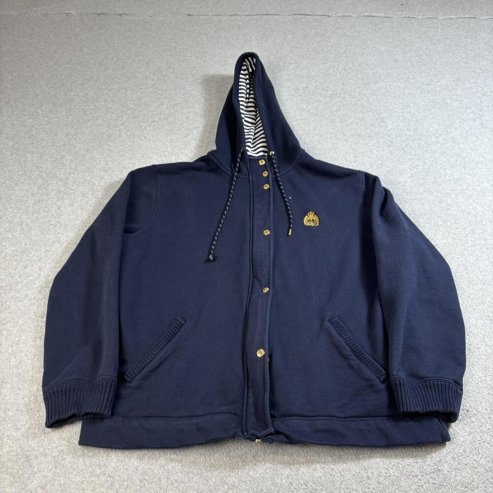 Vintage Ralph Lauren Jacket Womens Large Navy Hood Nautical Academia Heritage